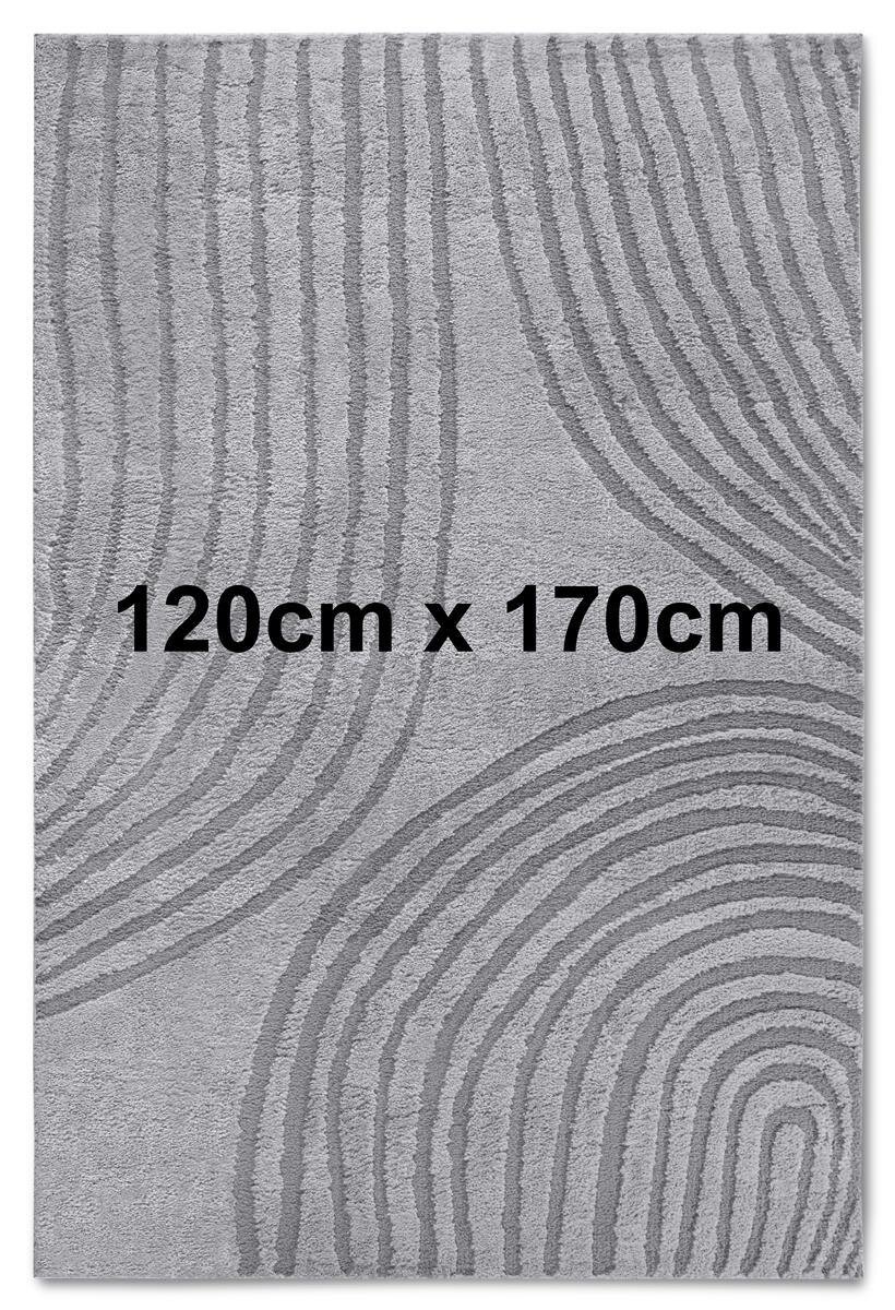 Elle Decoration Gallery Hochflor Teppich Pigment Hellgrau 120cm x 170cm