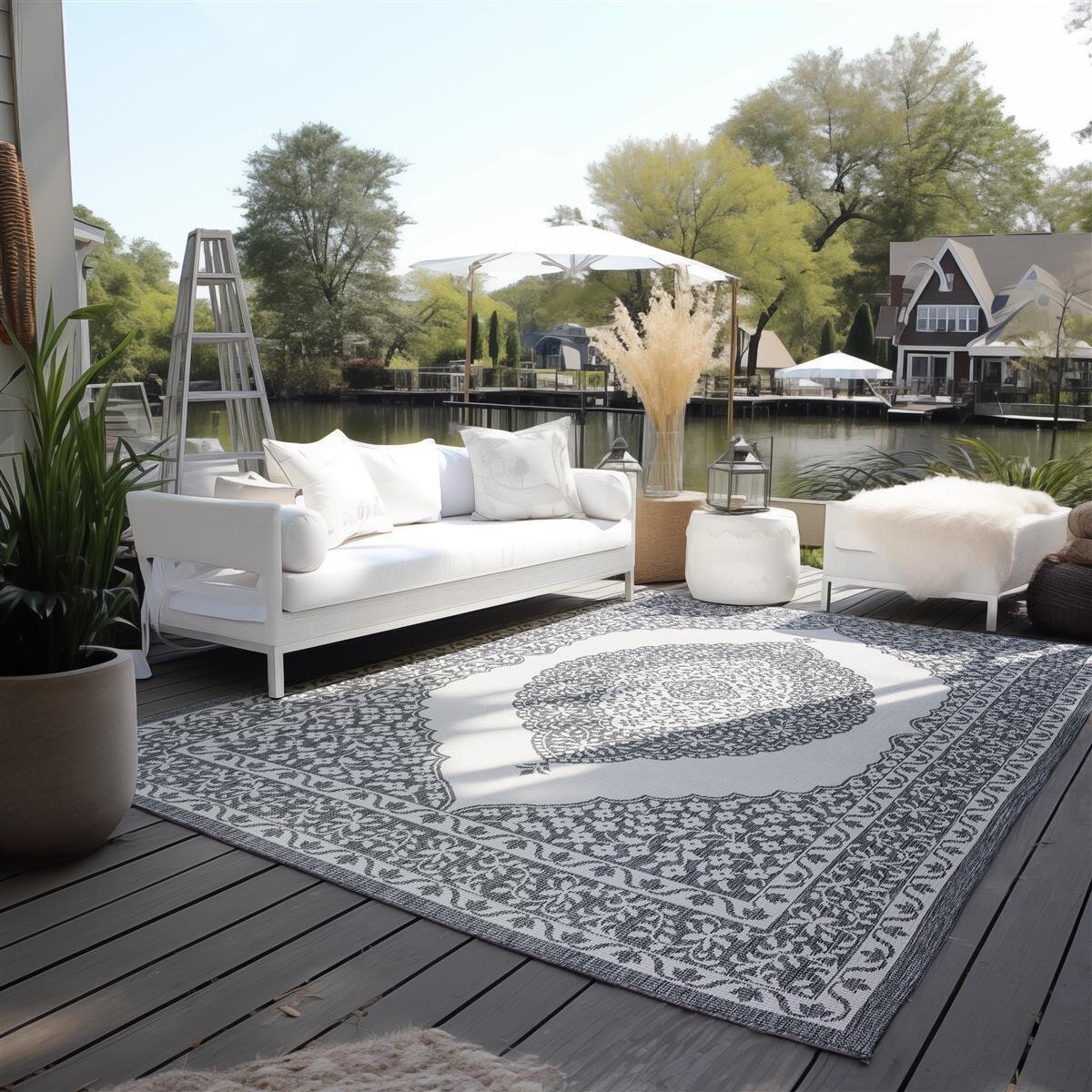 Elle Decoration Gemini In- und Outdoor Wendeteppich Meekly Silber