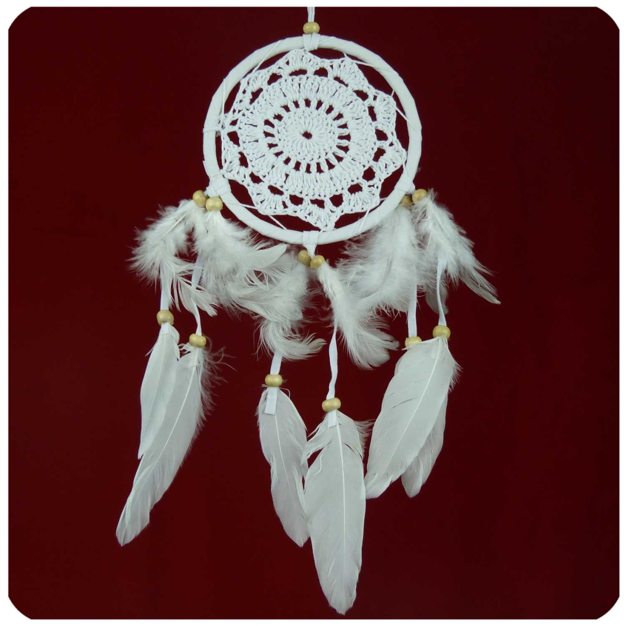 Traumfänger Dreamcatcher Windspiel Federn Träume Geschenk Deko Hängend gehäkelt 11 cm