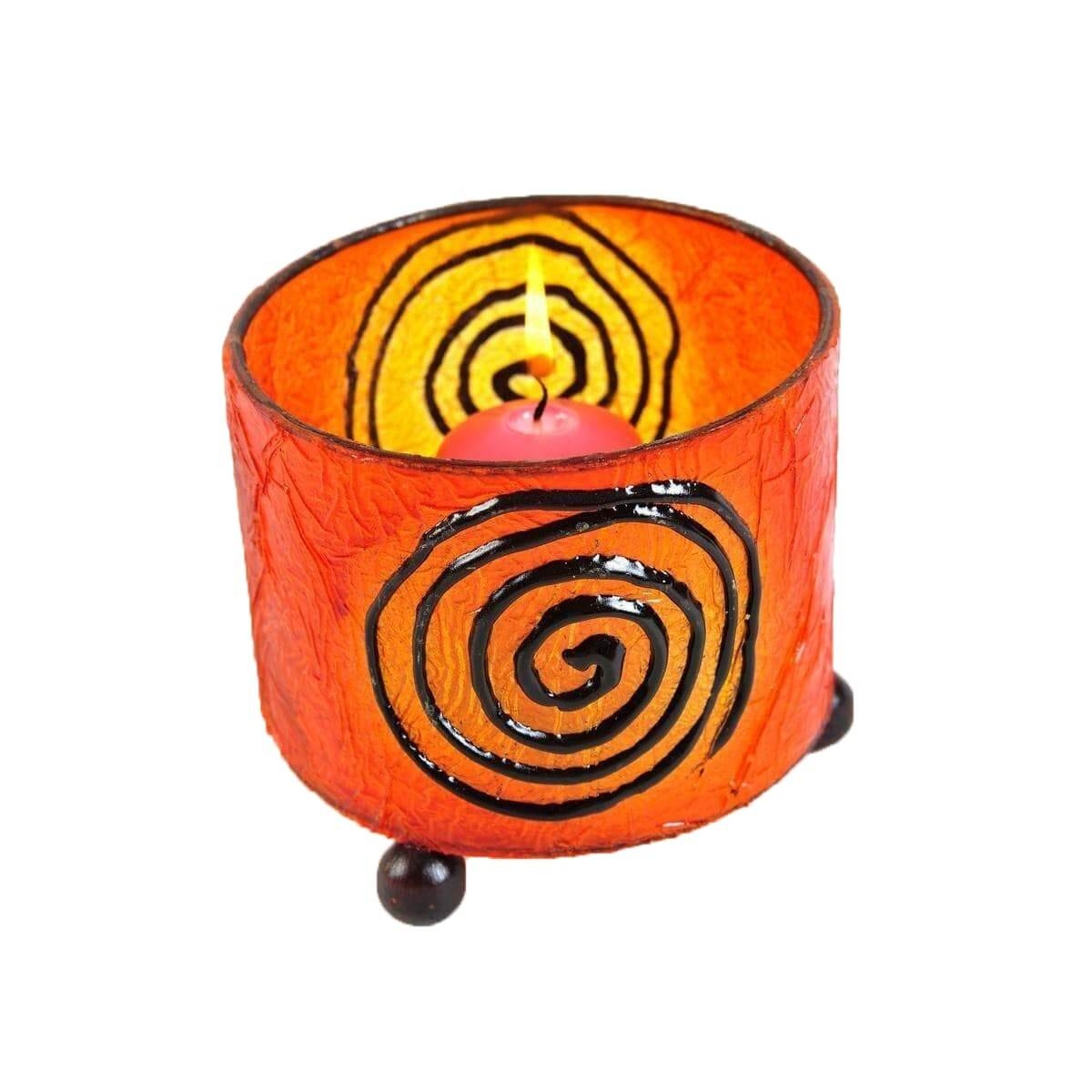 Windlicht Teelicht Teelichthalter Kerzenhalter Deko Resin Bali Asia Fieberglas Mediterrane rund