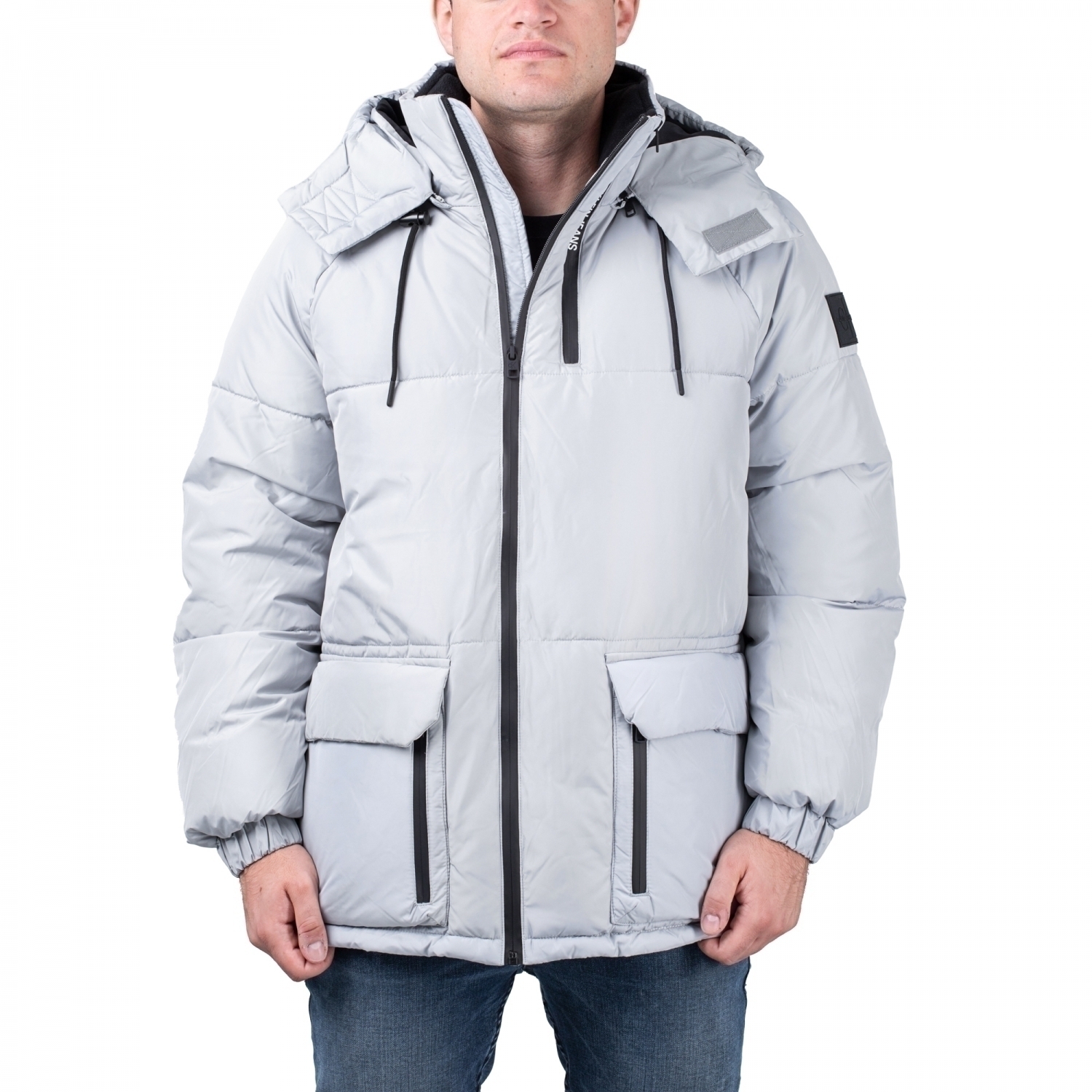 Calvin Klein Blocking Hooded Short Puffer Jacket