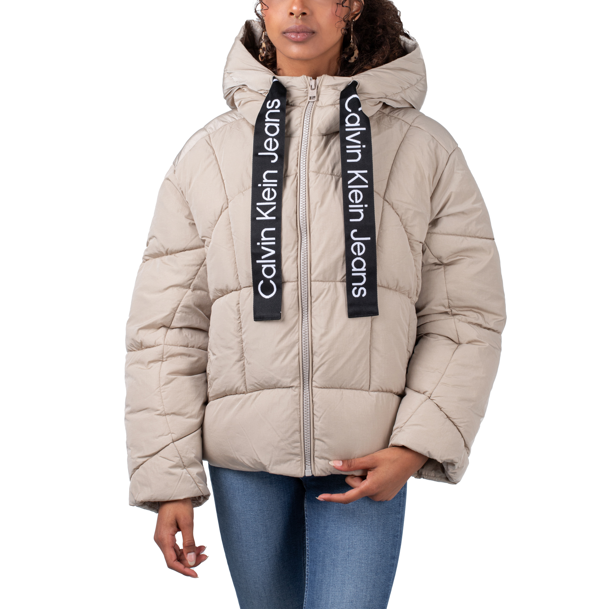 Calvin Klein Logo Drawstring Short Jacket