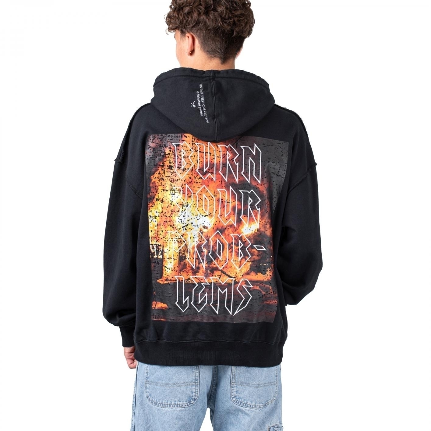 Distorted People Vintage Burn Oversized Hoodie