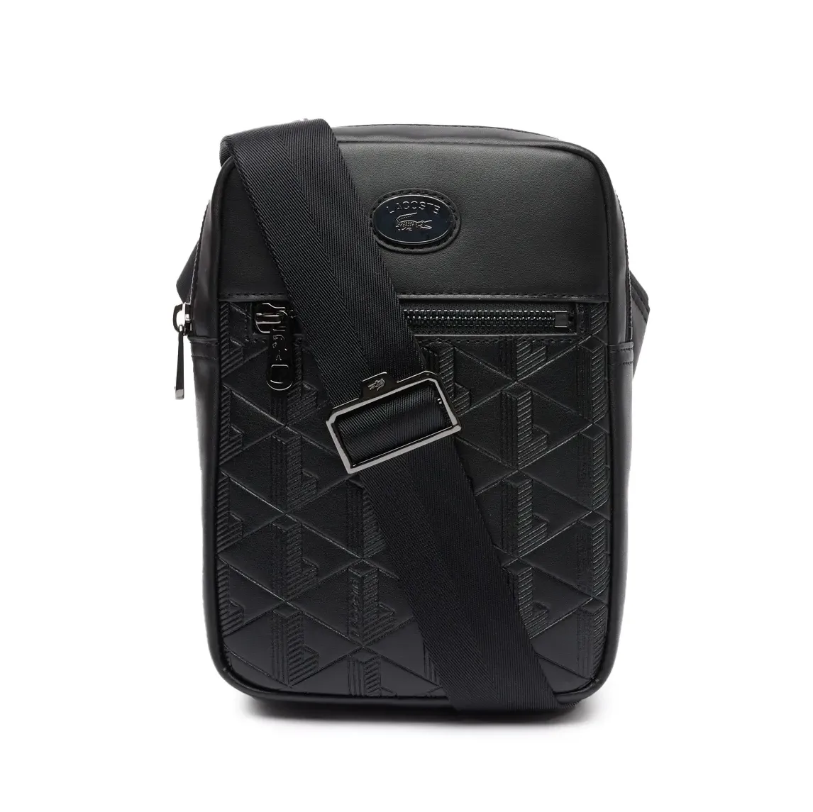 Lacoste Vertical Monogram Print Leather Bag