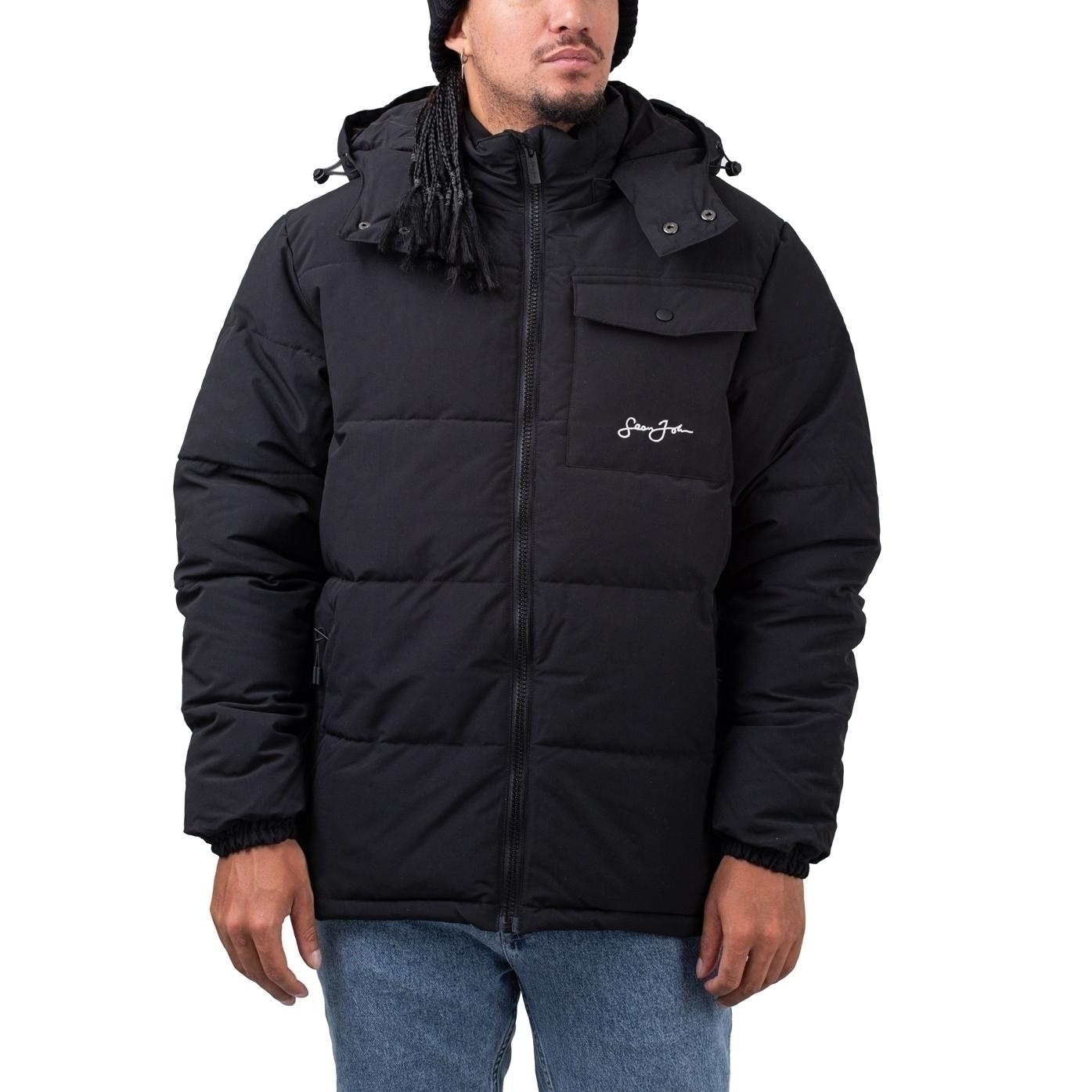 Sean John Script Logo Chest Pocket Puffer Jacket