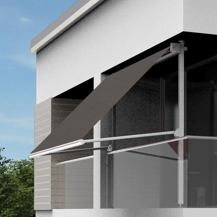 SOWERO Klemmmarkise | 3x1 m | Stoff: Uni, anthrazit | Gestell: weiß | Handkurbel