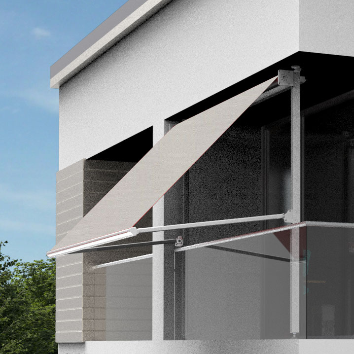 SOWERO Klemmmarkise | 3x1,6 m | Stoff: Uni, elfenbein | Gestell: weiß | Handkurbel