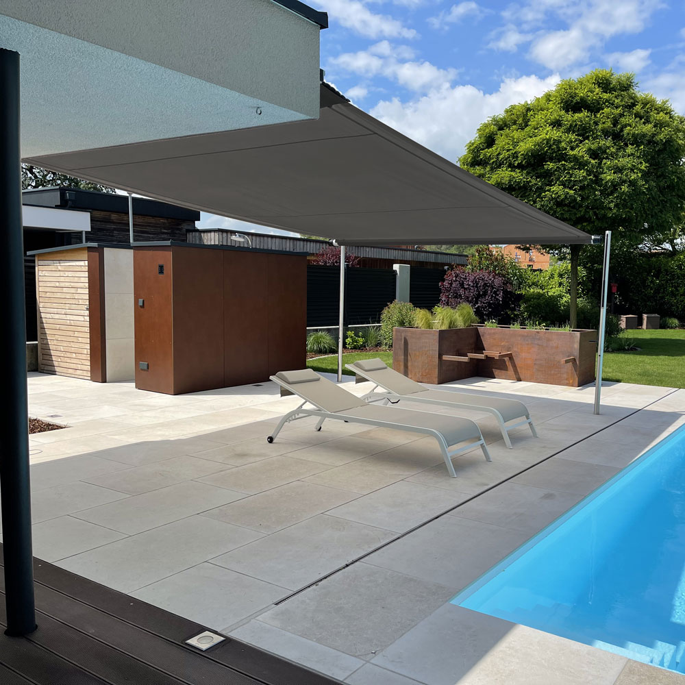 Aufrollbares Sonnensegel SHADE INOX | 6x5 m | Stoff: Uni, anthrazit