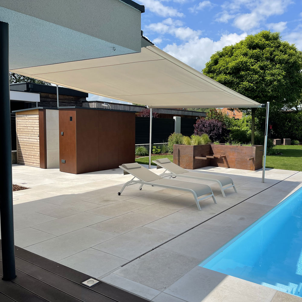 Aufrollbares Sonnensegel SHADE INOX | 6x6 m | Stoff: Uni, sand