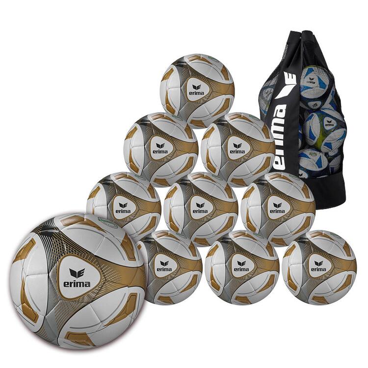 Erima Hybrid Training Fu?ball 10er Ballpaket inkl. Ballsack 7192508