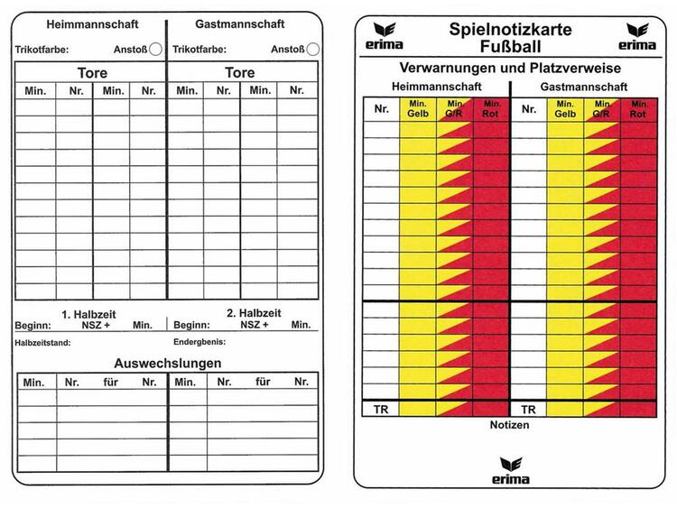 Erima Spielnotizkarten Fussball wei? 732301