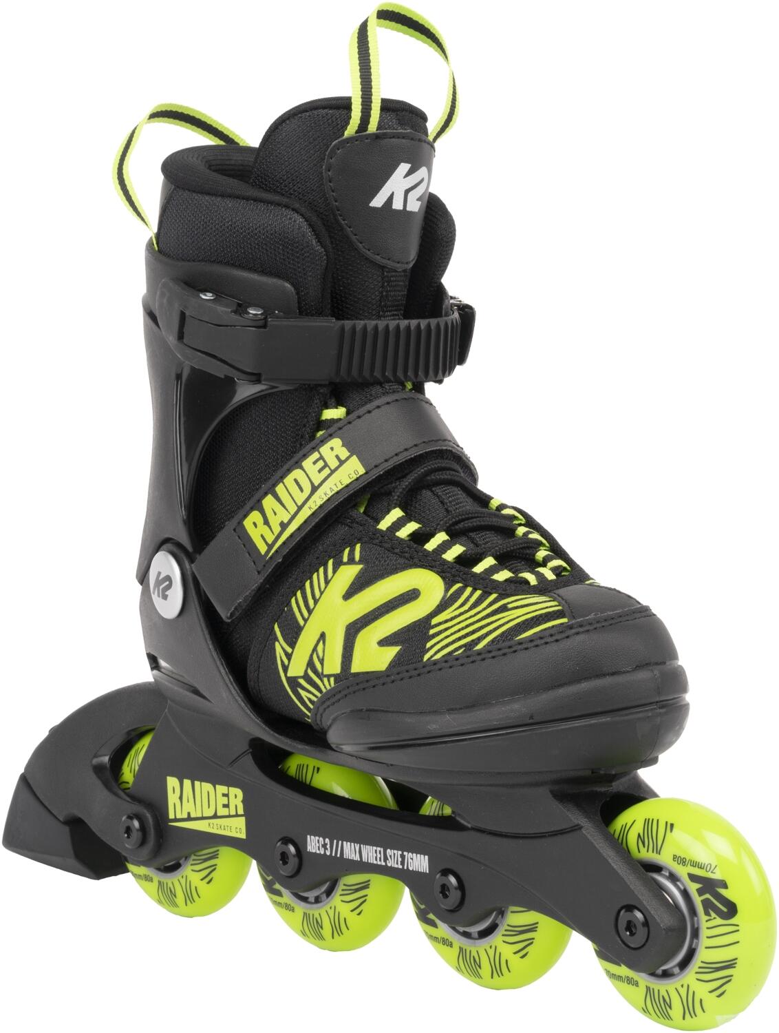 K2 Raider Inlineskate Junior (35.0-40.0 (L), black/lime)
