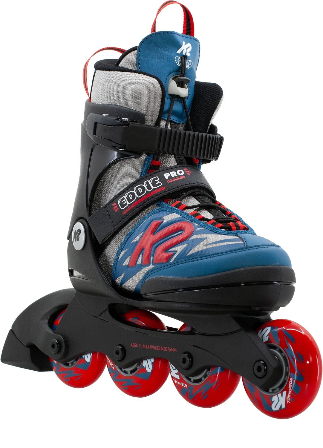 K2 Eddie Pro Junior Inlineskate Boy (32.0-37.0, (72 mm Räder) gray/blue)