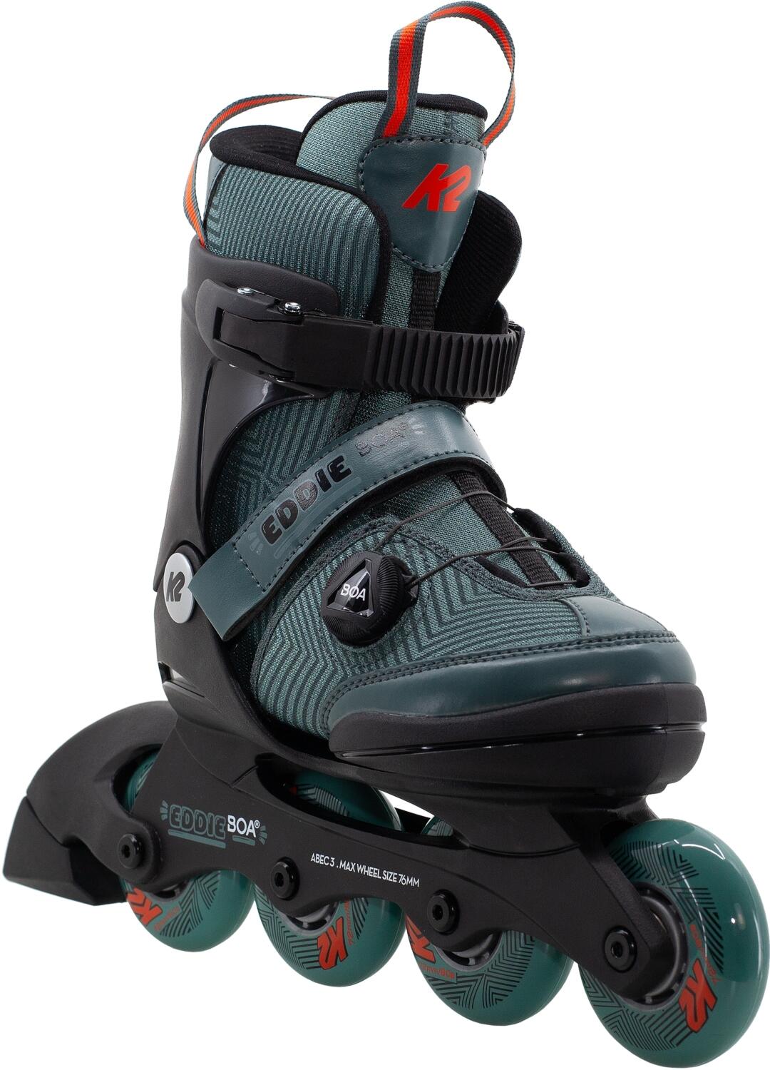 K2 Eddie Boa Junior Inlineskate Jungen (35.0-40.0, (72 mm Räder) dark teal)