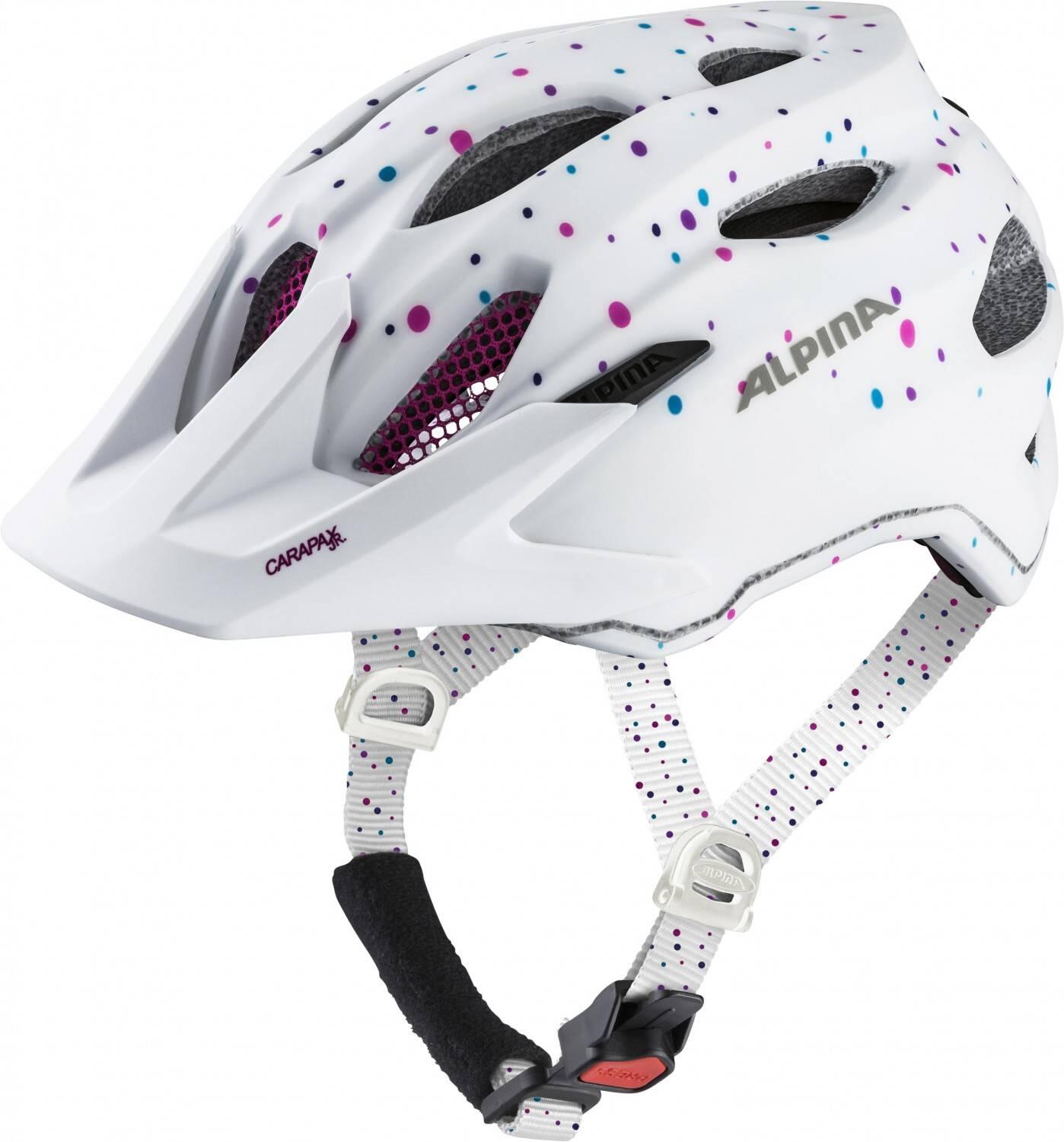 Alpina Carapax Jr. Fahrradhelm (51-56 cm, 11 white/polka/dots matt)