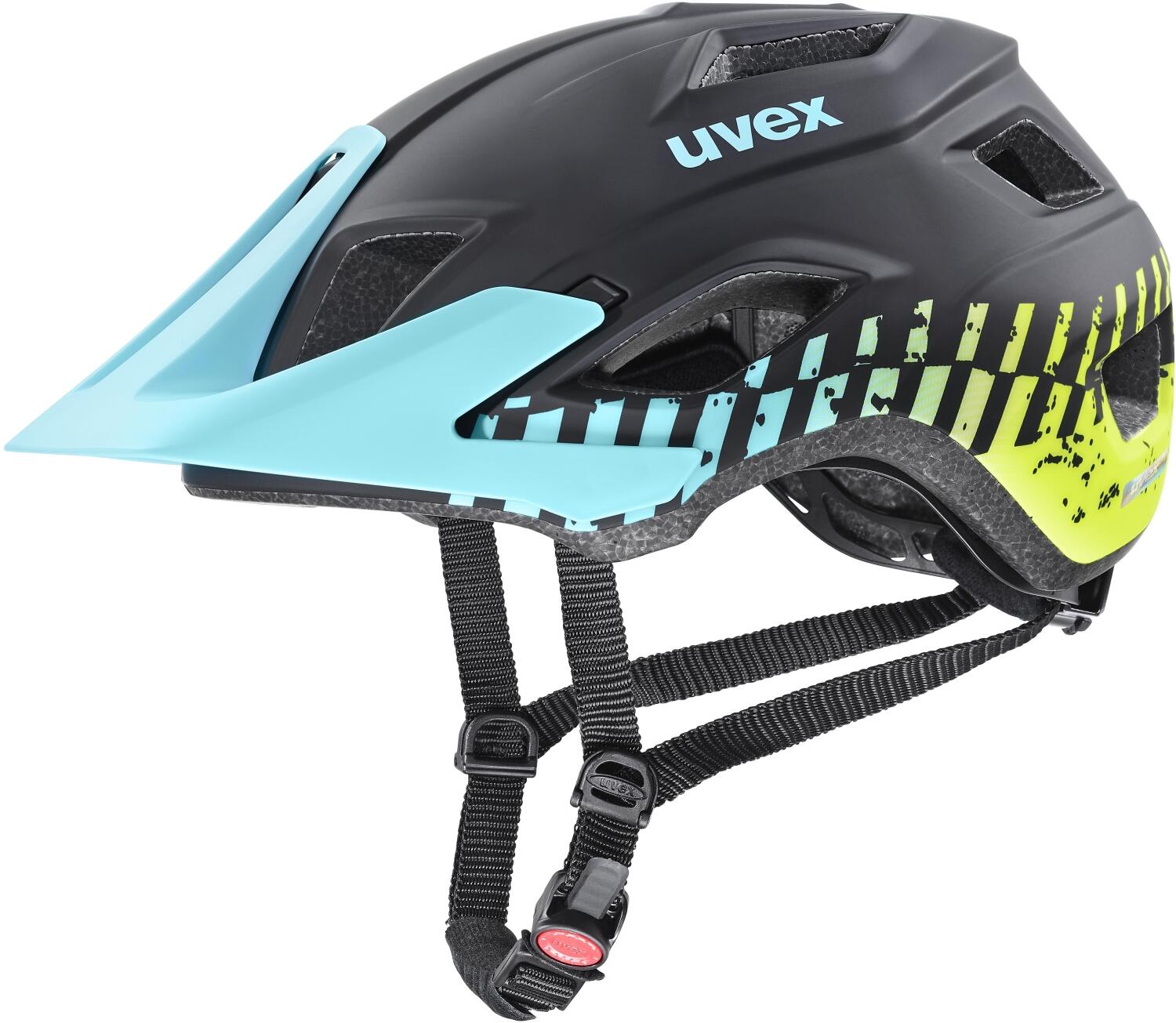 uvex Access Fahrradhelm (52-57 cm, 09 black/aqua/lime matt)