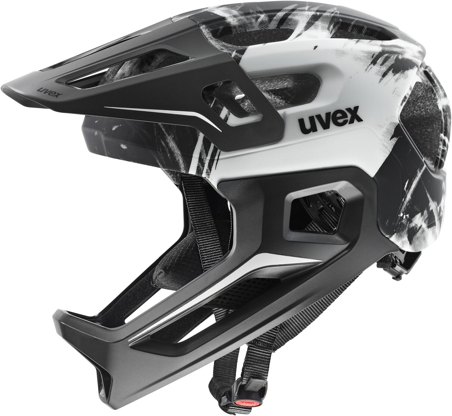 uvex React Jr. Fullface Helm (52-56 cm, 01 black/white matt)