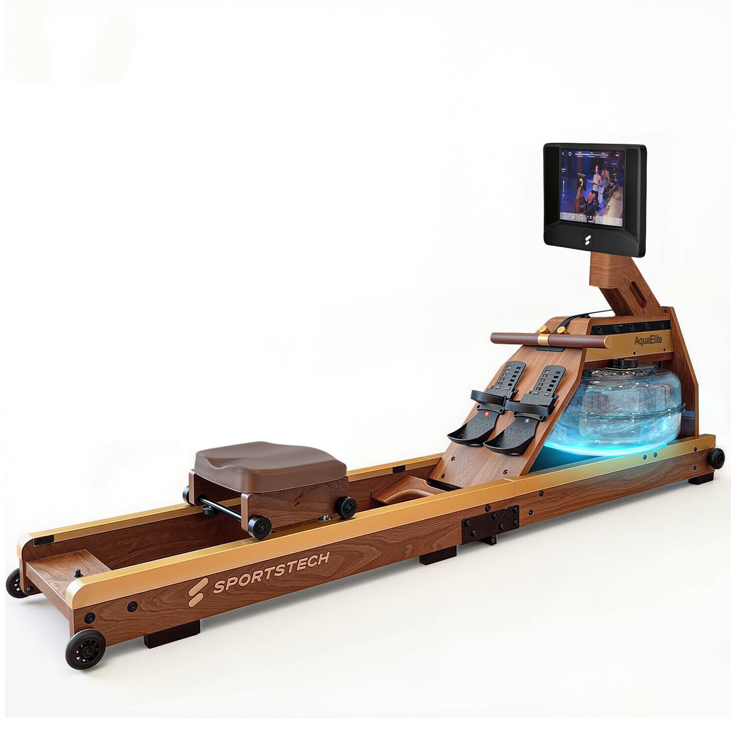 Aqua Elite Rudergerät Dunkelbraun 10,1" Display