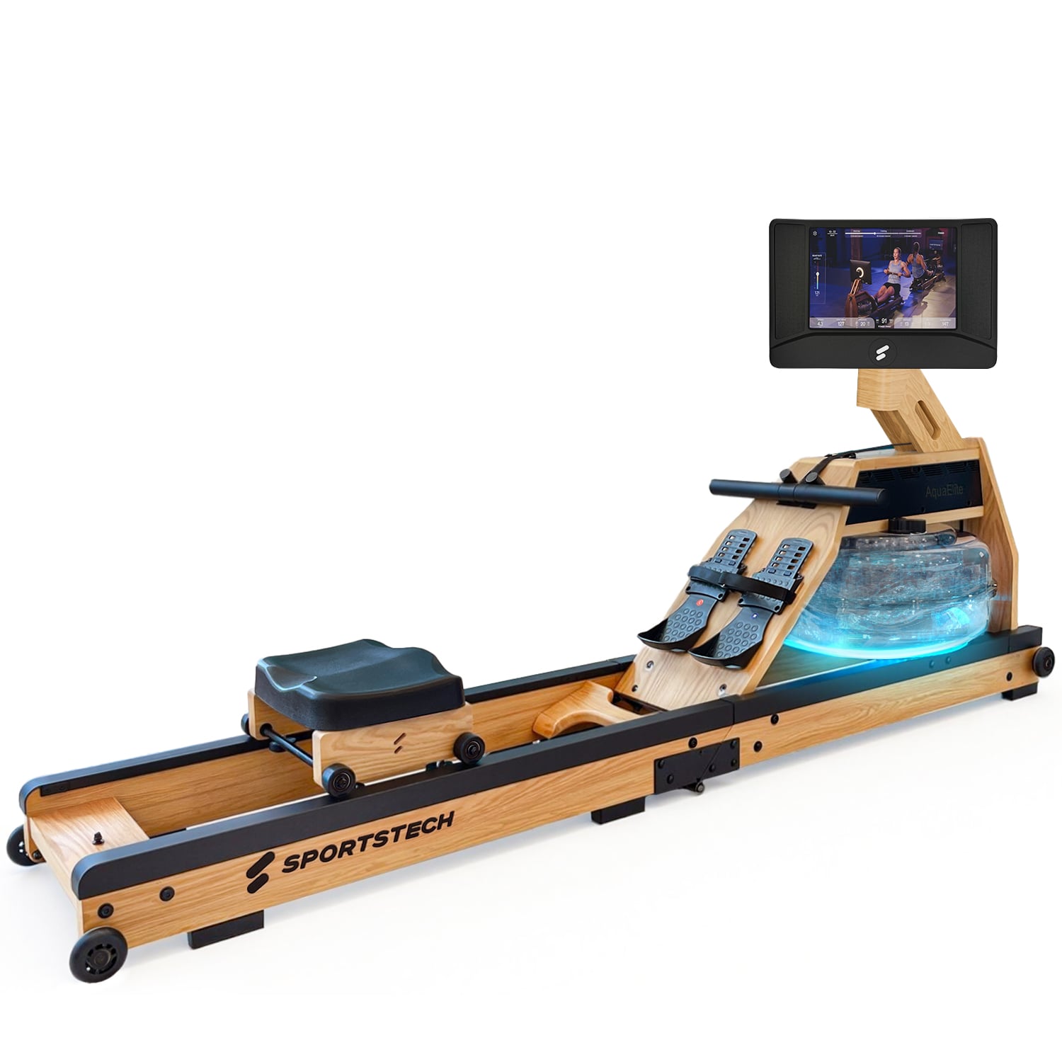 Aqua Elite Rudergerät Hellbraun 10,1" Display