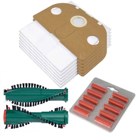 10 Staubsaugerbeutel + Ersatzbürsten und Duft Rose passend für Vorwerk Tiger 250 251 252