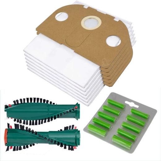 10 Staubsaugerbeutel + Ersatzbürsten und Duft Wald passend für Vorwerk Tiger 250 251 252