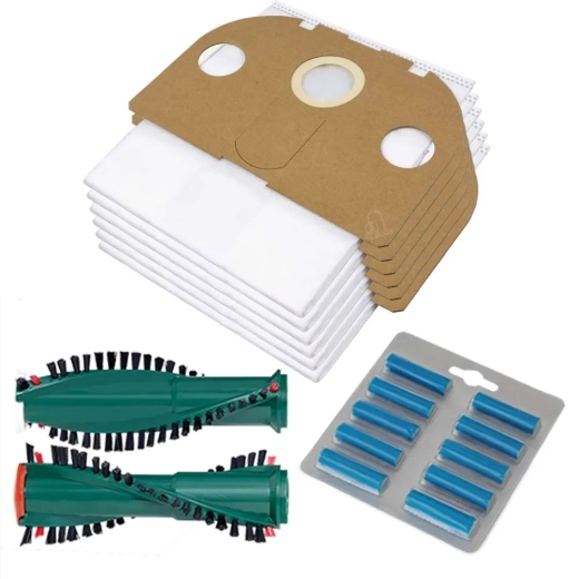 10 Staubsaugerbeutel + Ersatzbürste und Duft Meer passend für Vorwerk Tiger 250 251 252