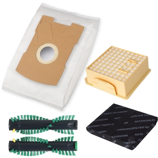 5 Staubsaugerbeutel + Filter und Bürsten EB 360 passend für Vorwerk Tiger 260