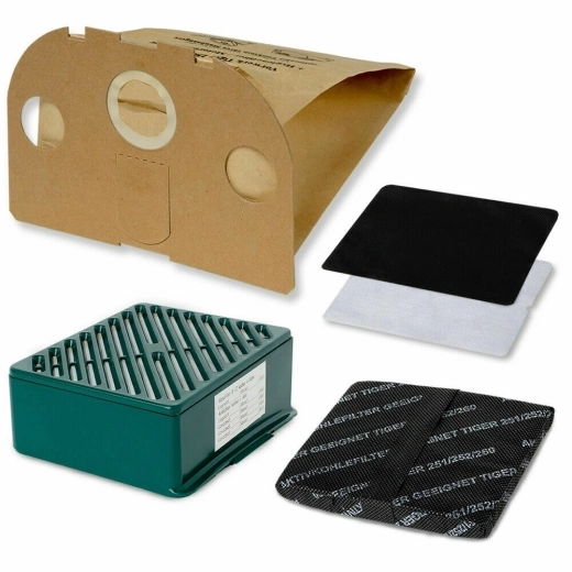10 Staubsaugerbeutel, 1 Aktivfilter und 1 HEPA-Filter geeignet für Vorwerk Tiger VT 251 und VT 252