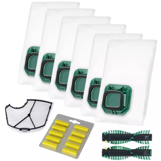 6 Staubsaugerbeutel für Vorwerk Kobold VK140 VK150 kompatibel Filter, Duft-Zitrone, Bürste