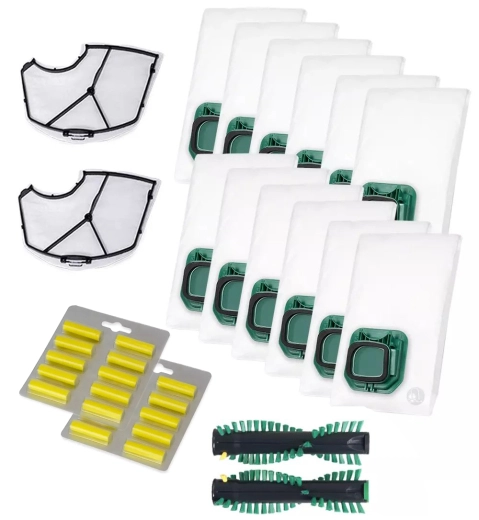 12 Staubsaugerbeutel für Vorwerk Kobold VK140 VK150 kompatibel Filter, Duft-Zitrone, Bürste