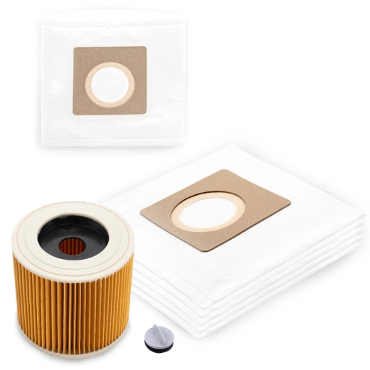 5 Staubsaugerbeutel Vlies Patronenfilter für Kärcher WD 1 Compact Battery Akku-Staubsauger kompatibel