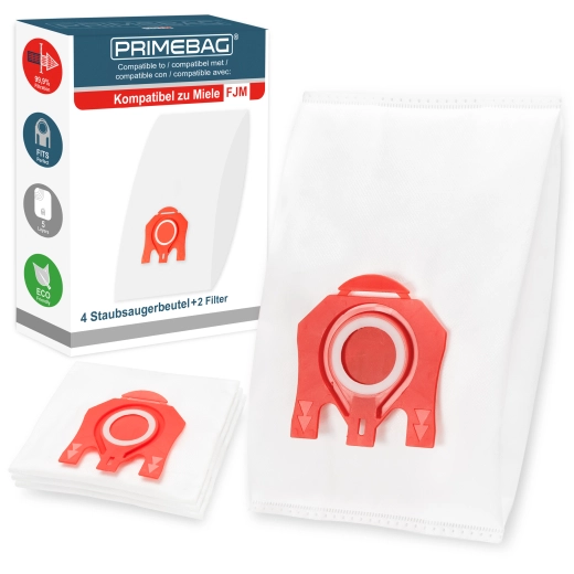 4 Staubsaugerbeutel für Miele Typ FJM 3D Efficiency kompatibel 5-Lagen-Vlies, Automatikverschluss inkl. 2 Filter