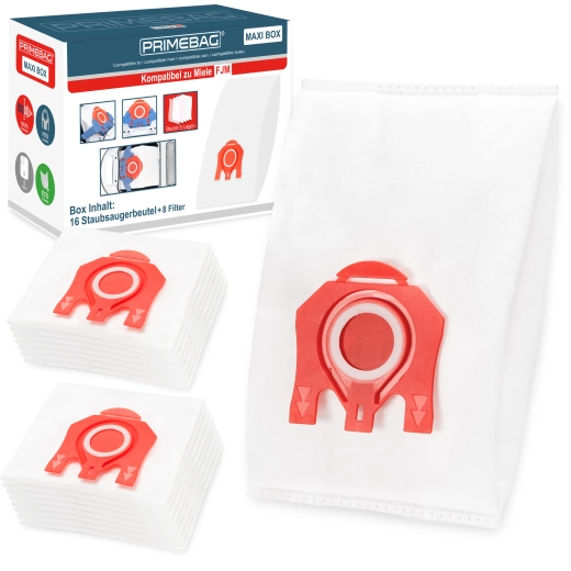 16 Staubsaugerbeutel für Miele Typ FJM 3D Efficiency kompatibel 5-Lagen-Vlies, Automatikverschluss inkl. 8 Filter