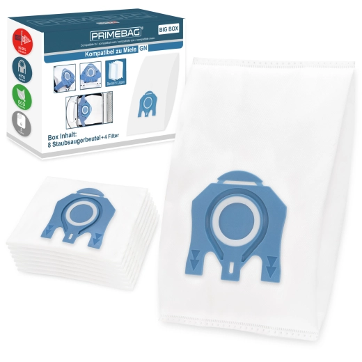 8 Staubsaugerbeutel für Miele Typ GN 3D Efficiency kompatibel 5-Lagen-Vlies, Automatikverschluss inkl. 4 Filter