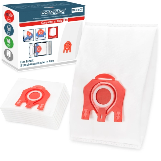 8 Staubsaugerbeutel für Miele Typ FJM 3D Efficiency kompatibel 5-Lagen-Vlies, Automatikverschluss inkl. 4 Filter