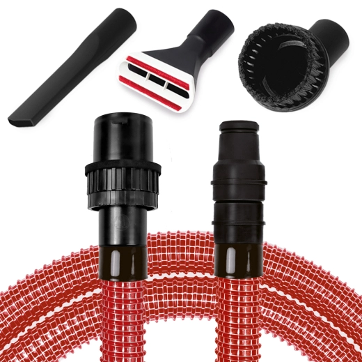 Gewebeschlauch Rot mit Düsen-Set für Bosch GAS 12 GAS 15 GAS 35 GAS 55 GNF 20-65 kompatibel