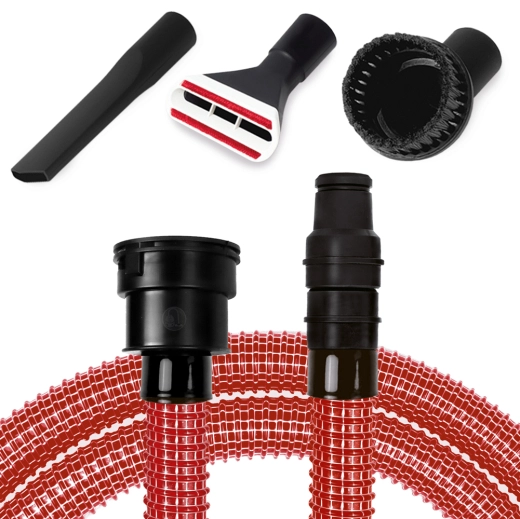 Gewebeschlauch Rot mit Düsen-Set für Bosch GAS 25  GAS 50  GAS 50 M kompatibel