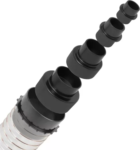 100mm PU Absaugschlauch Antistatisch mit Stahlfeder mit 5tlg Adapterset 2 Schlauchschellen