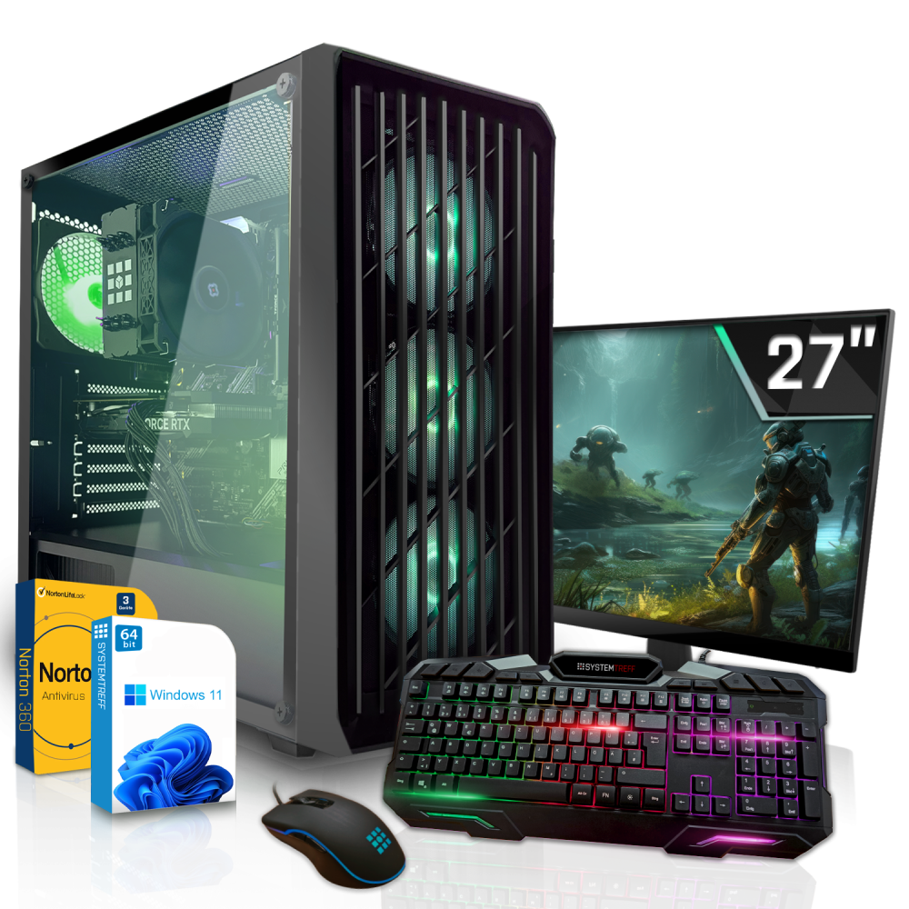 Gaming Komplett Set PC | AMD Ryzen 5 5500 | 16GB DDR4 | Nvidia GeForce RTX 5050 8GB GDDR6 | 1TB NVMe