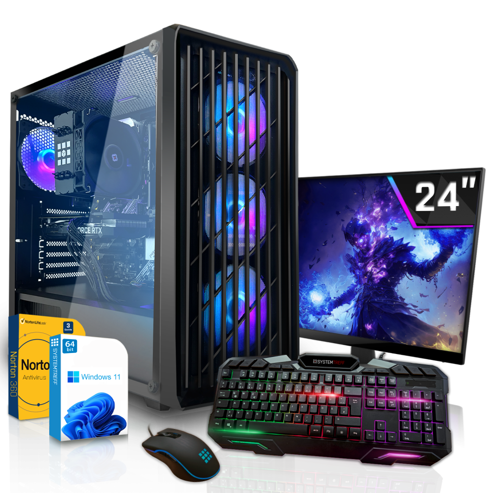 Gaming Komplett Set PC | AMD Ryzen 5 9600X | 16GB DDR5 | Nvidia GeForce RTX 5050 8GB GDDR6 | 512GB NVMe