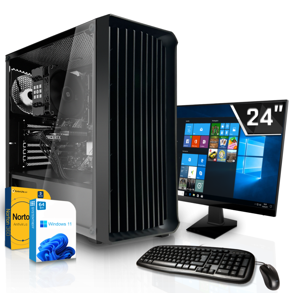 Office Komplett Set PC | Intel Core i3-12100F | 16GB DDR5 | Nvidia GeForce GT 710 2GB | 512GB NVMe