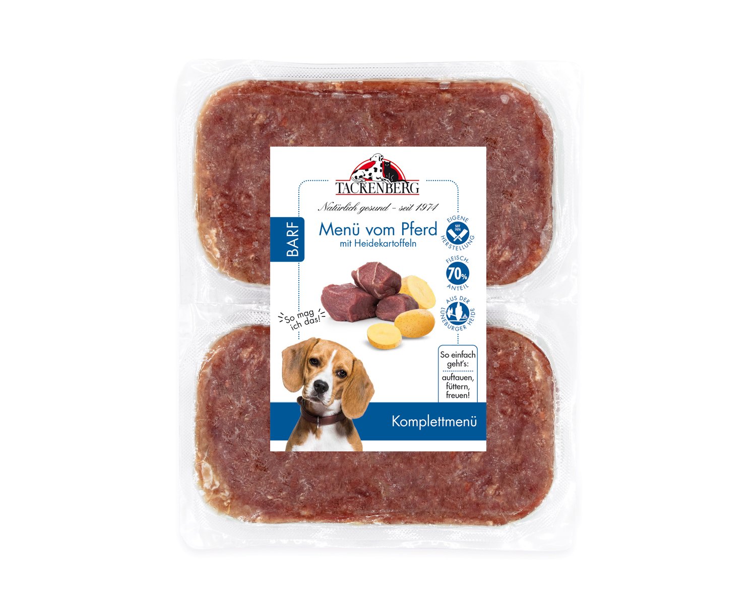 BARF Menü Pferd & Heidekartoffeln für Hunde  - 500 g - Premiumqualität von Tackenberg