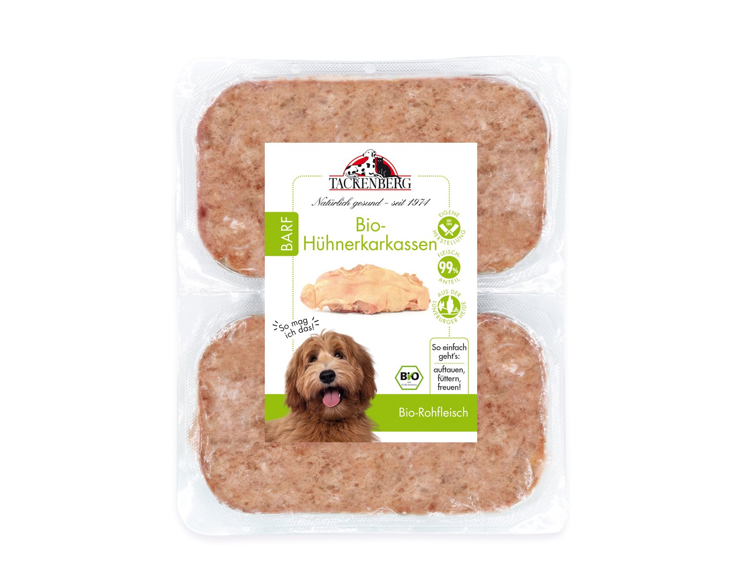 Bio BARF Hühnerkarkassen für Hunde & Katzen  - 14 x 500 g - Premiumqualität von Tackenberg