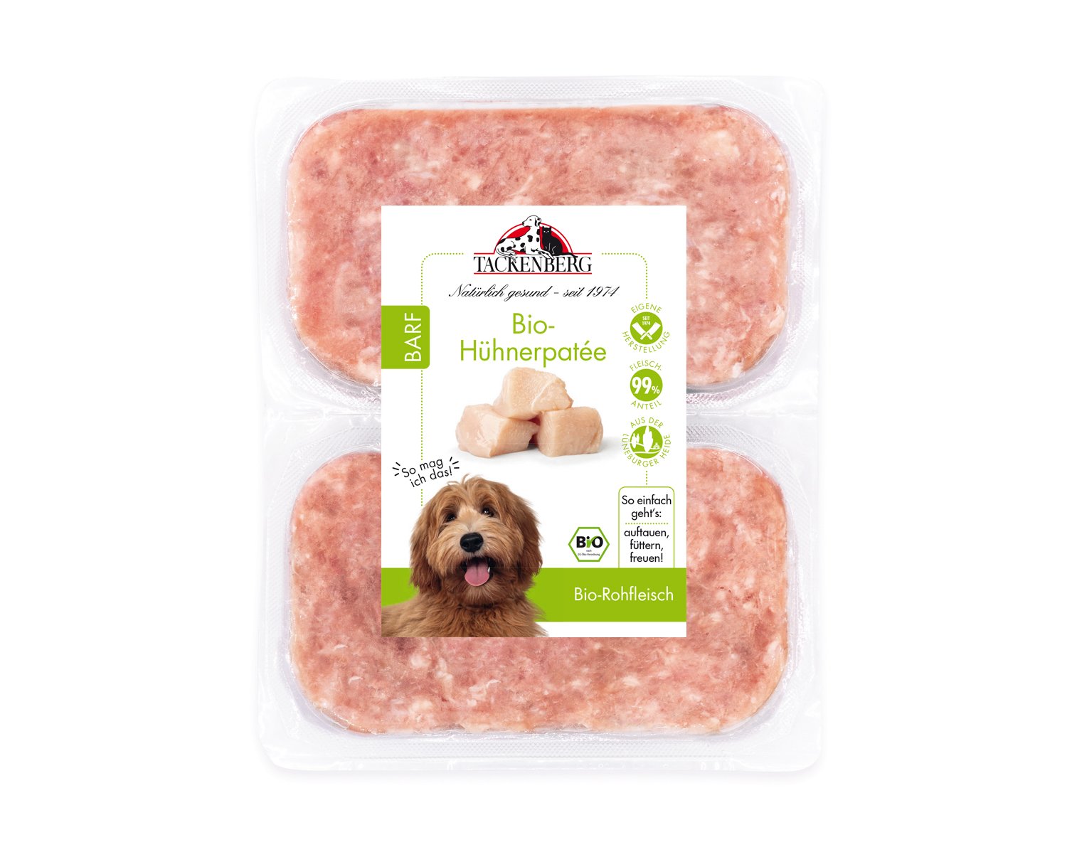 Bio BARF Hühnerpatee für Hunde & Katzen  - 14 x 500 g - Premiumqualität von Tackenberg