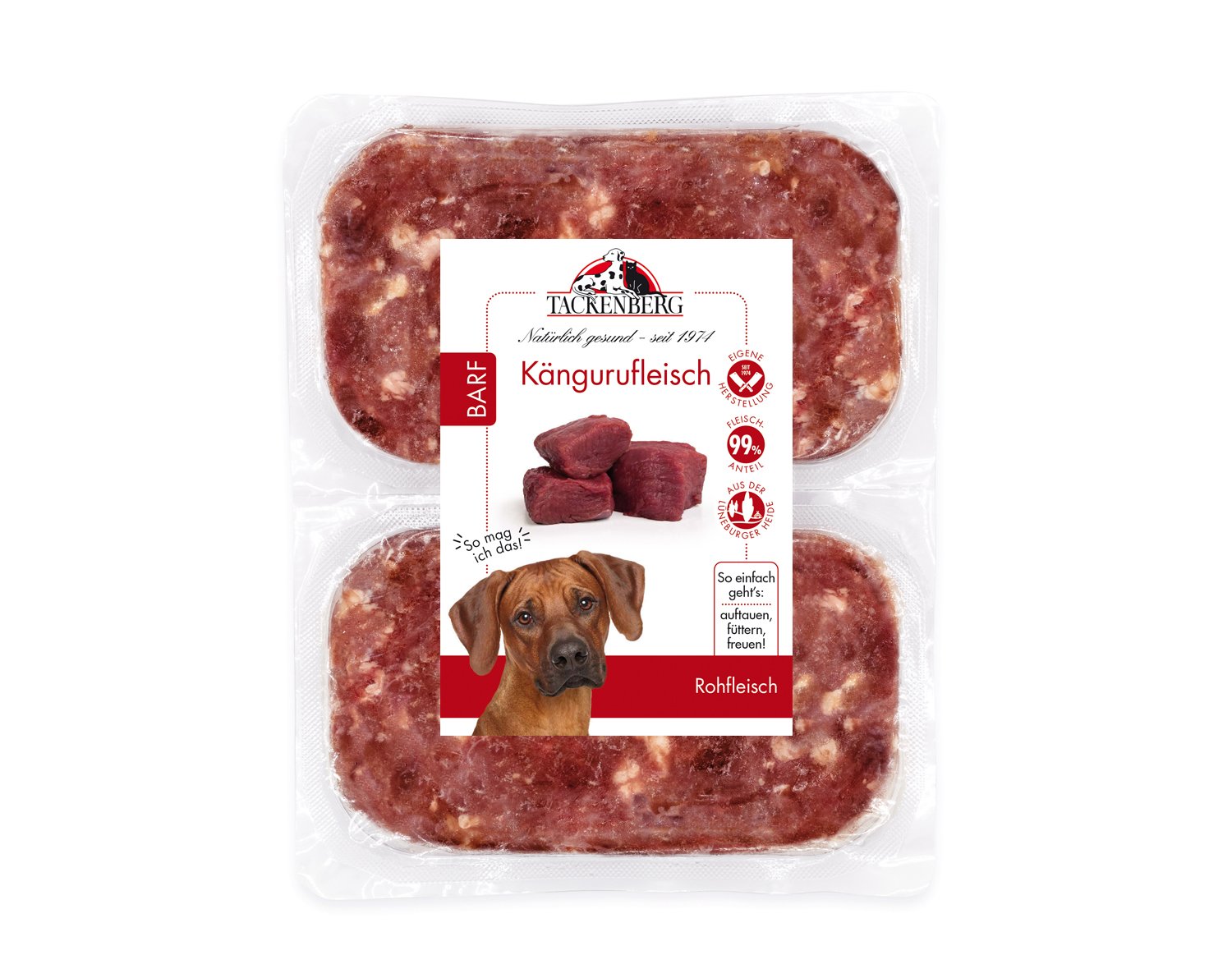 BARF Kängurufleisch für Hunde - 500 g - Premiumqualität von Tackenberg