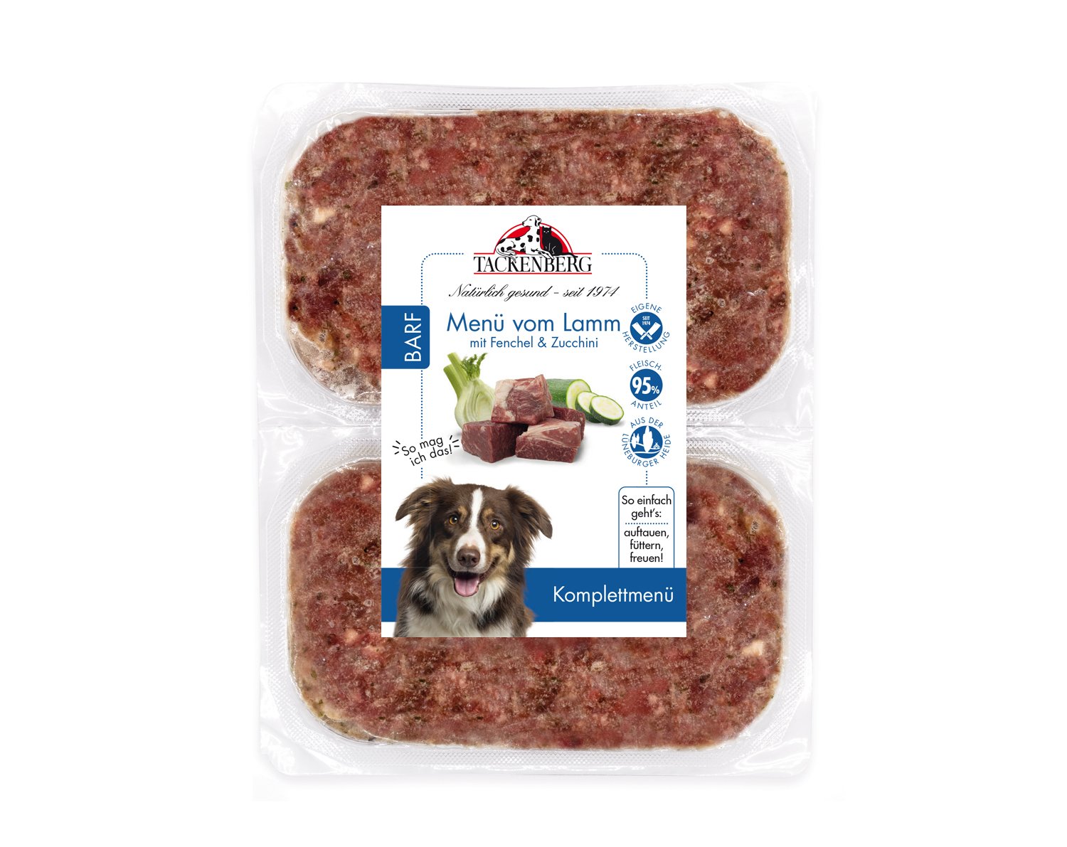 BARF Menü Lamm & Fenchel für Hunde  - 14 x 500 g - Premiumqualität von Tackenberg