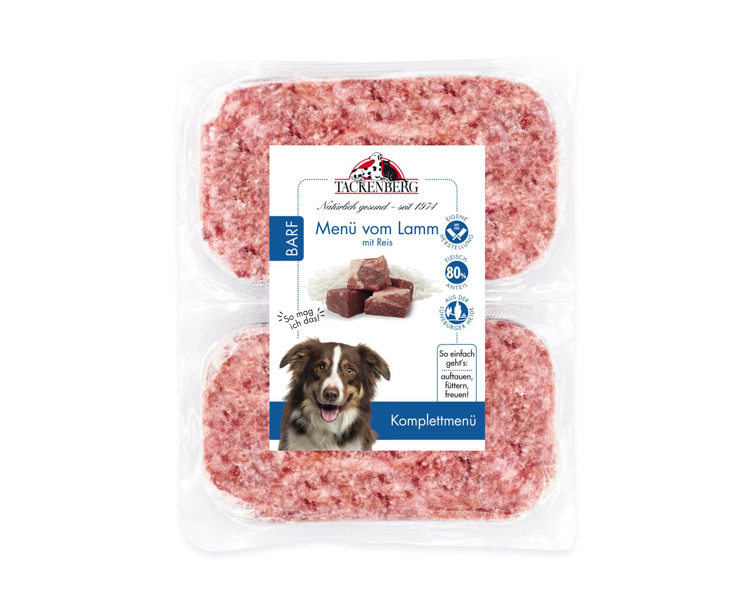 BARF Menü mit Lamm & Reis für Hunde  - 14 x 500 g - Premiumqualität von Tackenberg