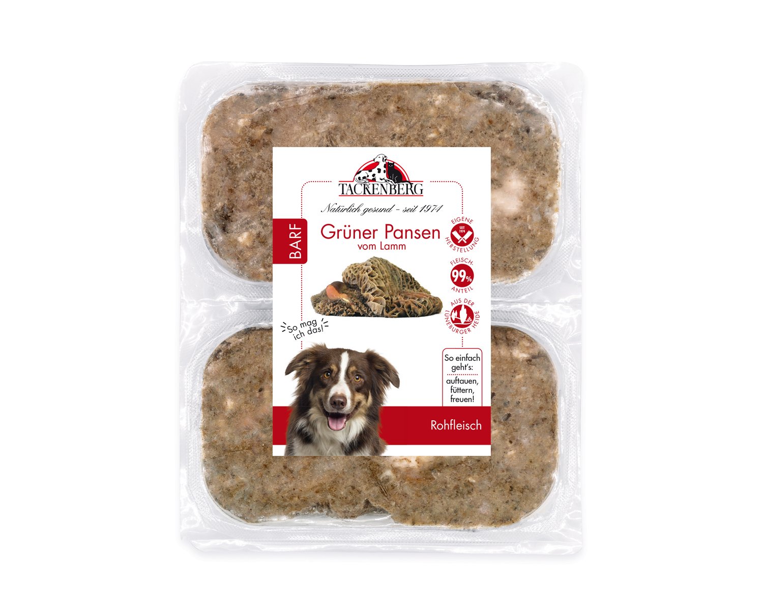 BARF Grüner Pansen vom Lamm für Hunde  - 500 g - Premiumqualität von Tackenberg