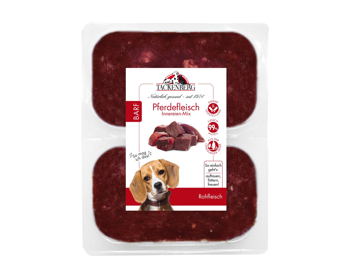 BARF Innereienmix vom Pferd für allergische Hunde - 500 g - Premiumqualität von Tackenberg