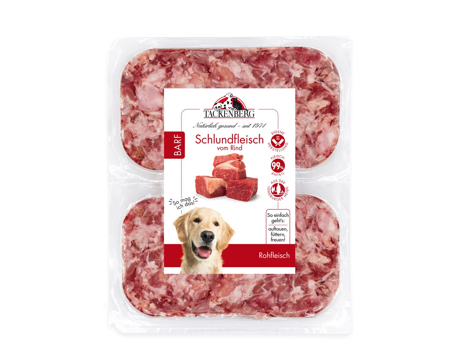 BARF Schlundfleisch Rind für Hunde & Katzen  - 500 g - Premiumqualität von Tackenberg